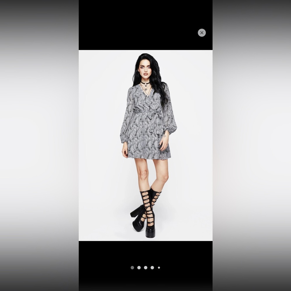 Disturbia Gray Long Sleeve Wrap Dress